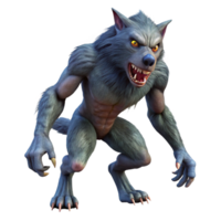 timeless gothic A fierce werewolf mid-transformation, fur sprouting from its skin. NO BACKGROUND with Transparent Background. 8K png