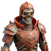 fascinating acclaimed A menacing skeleton warrior clad in rusty armor. NO BACKGROUND with Transparent Background. png