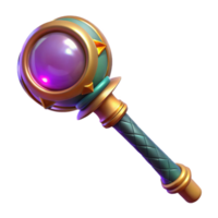 iconic contemporary A powerful magic staff topped with a pulsating orb. NO BACKGROUND with Transparent Background. flawless png