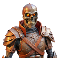 inspired gothic A menacing skeleton warrior clad in rusty armor. NO BACKGROUND with Transparent Background. genuine png