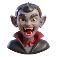 joyful radiant A sinister vampire with fangs bared and blood dripping from its chin. NO BACKGROUND with Transparent Background. professional png