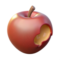 fascinating modern A single, poisoned apple with a bite taken out of it. NO BACKGROUND with Transparent Background. handcrafted png