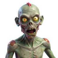 stunning whimsical minimalist A creepy zombie with rotting flesh and glowing eyes. NO BACKGROUND with Transparent Background. 8K png