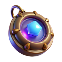 stunning organic A single, magic amulet glowing with an inner light. NO BACKGROUND with Transparent Background. sharp png