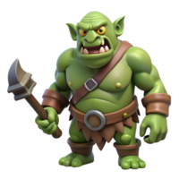 pristine tranquil modern A fierce ogre with a massive club and a snarling face. NO BACKGROUND with Transparent Background. expertly shot png