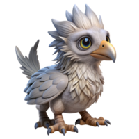 striking dynamic elegant A majestic griffon hatchling with downy feathers. NO BACKGROUND with Transparent Background. genuine png