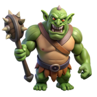 sumptuous gothic A fierce ogre with a massive club and a snarling face. NO BACKGROUND with Transparent Background. detailed png