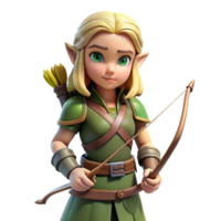 immaculate distinctive A beautiful elf warrior with a bow and arrow. NO BACKGROUND with Transparent Background. png