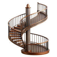 picturesque mysterious coastal Spiral staircase, wrought iron, intricate railing. NO BACKGROUND with Transparent Background. artisan png