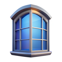 nostalgic dramatic Bay window, projecting window, curved glass. NO BACKGROUND with Transparent Background. detailed png