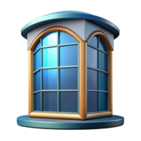 inspired surreal Bay window, projecting window, curved glass. NO BACKGROUND with Transparent Background. high resolution png