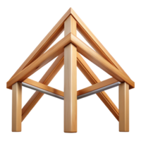nostalgic striking Wooden truss, roof support, triangular framework. NO BACKGROUND with Transparent Background. 8K png