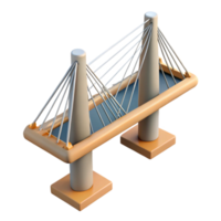 magnificent dynamic modern Cable-stayed bridge, inclined cables, pylon support. NO BACKGROUND with Transparent Background. handcrafted png