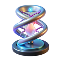 tranquil impressive Advanced holographic projector displaying a spinning DNA helix, NO BACKGROUND with Transparent Background. high quality png