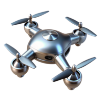 immaculate rare Sleek metallic drone with rotating blades, NO BACKGROUND with Transparent Background. png