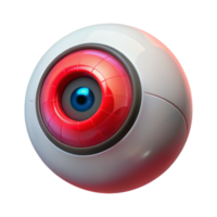 intense radiant Cybernetic eye implant with glowing red pupil, NO BACKGROUND with Transparent Background. genuine png