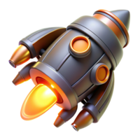 sumptuous nordic Spaceship engine nozzle with glowing orange thrusters, NO BACKGROUND with Transparent Background. museum quality png
