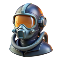 nostalgic majestic Futuristic pilot's helmet with integrated oxygen mask, NO BACKGROUND with Transparent Background. gallery standard png