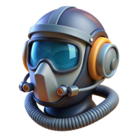striking calm gothic Futuristic pilot's helmet with integrated oxygen mask, NO BACKGROUND with Transparent Background. ultra HD png