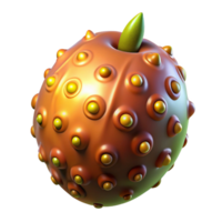 unforgettable avant-garde Alien fruit with glowing seeds, NO BACKGROUND with Transparent Background. perfect clarity png