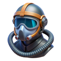 impressive sought-after Futuristic pilot's helmet with integrated oxygen mask, NO BACKGROUND with Transparent Background. png