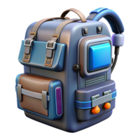 sought-after futuristic Cyberpunk backpack with integrated computer system, NO BACKGROUND with Transparent Background. elite png