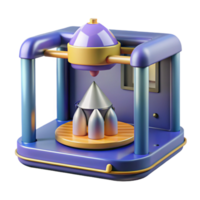timeless impressionist Advanced 3D printer creating a miniature spaceship, NO BACKGROUND with Transparent Background. refined png