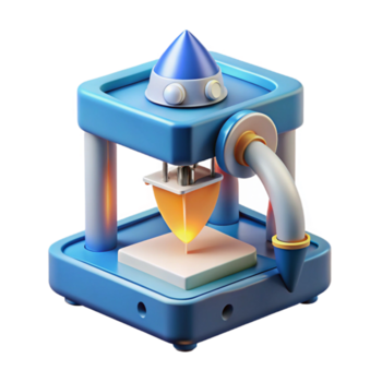 unparalleled classic Advanced 3D printer creating a miniature spaceship, NO BACKGROUND with Transparent Background. professional png