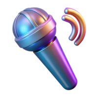 splendid inspired Futuristic microphone with holographic sound waves, NO BACKGROUND with Transparent Background. png