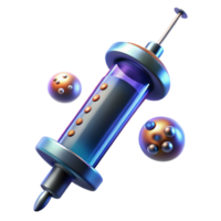 joyful hypnotic Advanced medical syringe with glowing nanobots, NO BACKGROUND with Transparent Background. gallery standard png