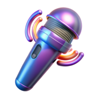 serene unparalleled Futuristic microphone with holographic sound waves, NO BACKGROUND with Transparent Background. png