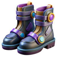 vibrant remarkable Cyberpunk boots with retractable blades, NO BACKGROUND with Transparent Background. png