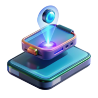 serene distinguished Futuristic smart phone with holographic projector, NO BACKGROUND with Transparent Background. png