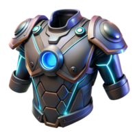 tranquil pristine Cyberpunk armor plating with glowing energy fields, NO BACKGROUND with Transparent Background. top-tier png