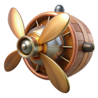sought-after artistic Steampunk airship propeller made of polished wood and copper. NO BACKGROUND with Transparent Background. flawless png