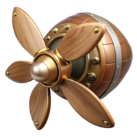 passionate beautiful Steampunk airship propeller made of polished wood and copper. NO BACKGROUND with Transparent Background. high resolution png