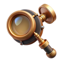 signature abstract Steampunk monocle with a brass frame and a magnifying glass. NO BACKGROUND with Transparent Background. original png