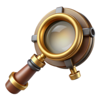 wonderful iconic Steampunk monocle with a brass frame and a magnifying glass. NO BACKGROUND with Transparent Background. png
