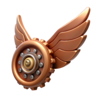 unforgettable surreal Steampunk wing made of clockwork gears and leather membranes. NO BACKGROUND with Transparent Background. masterfully captured png