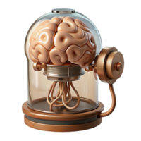 intense magnificent Steampunk brain in a jar with wires and electrodes. NO BACKGROUND with Transparent Background. top-tier png