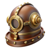 whimsical enchanting Steampunk helmet with a visor and brass ornamentation. NO BACKGROUND with Transparent Background. impeccable png