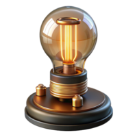 splendid classic Steampunk lightbulb with glowing filaments and a brass base. NO BACKGROUND with Transparent Background. authentic png