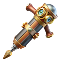 gioioso bellissimo steampunk Cacciavite con intercambiabile bit e un' ottone maneggiare. no sfondo con trasparente sfondo. 4k png