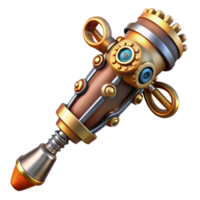 affascinante celebre steampunk Cacciavite con intercambiabile bit e un' ottone maneggiare. no sfondo con trasparente sfondo. png