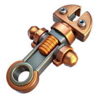 playful extraordinary Steampunk wrench with adjustable jaws and brass details. NO BACKGROUND with Transparent Background. 4K png