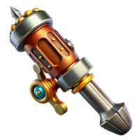 tranquillo meraviglioso steampunk Cacciavite con intercambiabile bit e un' ottone maneggiare. no sfondo con trasparente sfondo. originale png