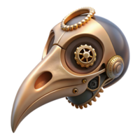 sumptuous whimsical surreal Steampunk bird skull with brass embellishments and gears. NO BACKGROUND with Transparent Background. exclusive png