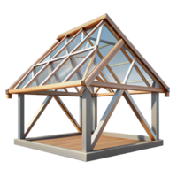 majestic melancholic minimalist CAD rendering of a roof truss system NO BACKGROUND with Transparent Background. professional png