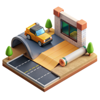 impressive coastal Construction plan for a driveway pavement NO BACKGROUND with Transparent Background. studio quality png
