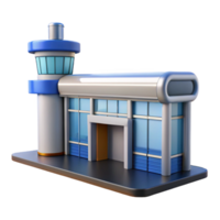 playful radiant Architectural rendering of an airport terminal gate NO BACKGROUND with Transparent Background. museum quality png
